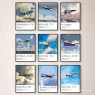 Famous Military Air Force Boeing-737 Airbus-A380 Aircraft Aviation Poster Wall Art Pictures Home Bed
