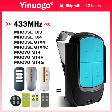 New 433.92MHz Mhouse TX3 TX4 GTX4 GTX4C MOOVO MT4 MT4V MT4G Garage Remote Control Compatible With Ga