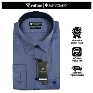 SAN SCIARO - Áo Sơ Mi Tay Dài Màu Xanh Navy Họa Tiết Form Regular Lai Bầu Quà Tặng Nam Việt Tiến