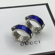 Gucci 藍色滴油虎頭戒指