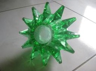 罕見早期翡翠綠氣泡老玻璃星形燈罩 可當花瓶 筆筒 冰碗