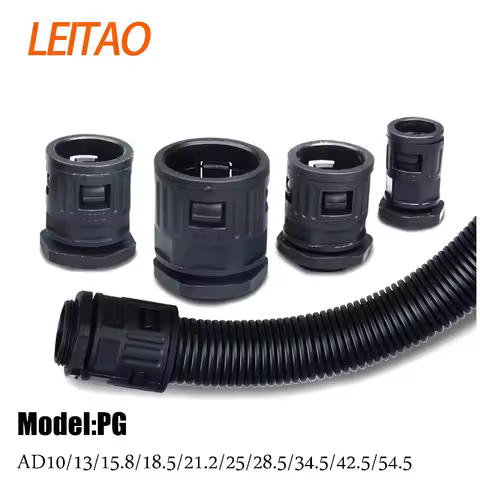Corrugated Pipe Joint Plastic Tube Connecto Bellows Joint AD10-PG7-AD54.5-PG48 Cable Gland Nylon Joi