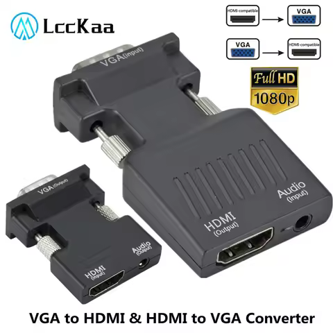 LccKaa VGA to HDMI-compatible Adapter Converter 1080P HDMI to VGA Adapter For PC Laptop to HDTV Proj