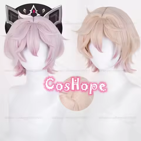 Dahlia Cosplay Wig 30cm Short Pink Gradient Wig Cosplay Anime Cosplay Wigs Heat Resistant Synthetic