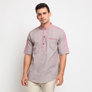ASLAN COFFEE |MNM x CW| Men's Koko Shirt Short Sleeve Muslim Kurta Shirt - Coffee, L