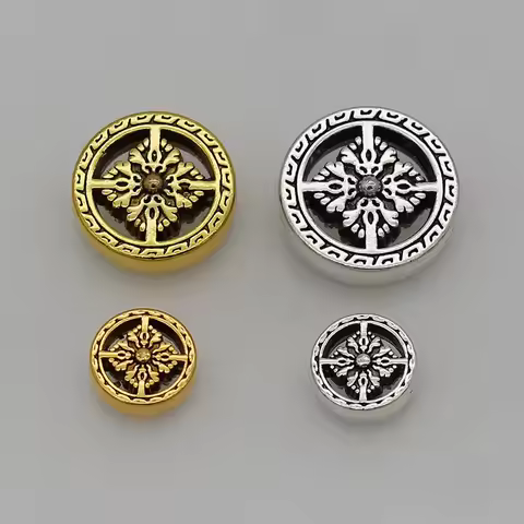 10pcs/Lot Buddhism Handmade Prayer Round Charm Spacer Beads 12mm 18mm Antique Silver/Gold Color Loos