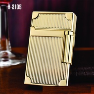 (CHÍNH HÃNG) Bật Lửa Gas Đá Derui Vàng Đồng Khối H-2105 ( Có Hộp - Xài Gas Tặng Kèm Đá Lửa )