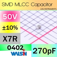 270pF 0402 50V X7R ±10% SMD MLCC Capacitor Walsin 0402B271K500CT