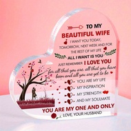 Wife Gifts Acrylic Heart Keepsake Present To My Beautiful Wife Gift with Love Sayings Acrylic Plaque