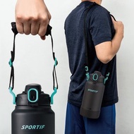 【孔雀Peacock】2000ML保冷保溫水壺 手提肩背式 運動酷跑-藍黑