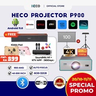 Heco P900 Smart Projector｜900 ANSI | 7600 Lumens | Native 1080P | 4K Decoding | Auto Focus+Obstacle 