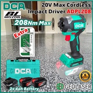 DCA 20V Brushless Cordless 208Nm Powerful Compact Impact Driver ADPL208 [ 2 x 4.0AH Battery ]