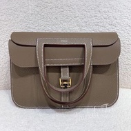 Hermes Halzan 25 大象灰金扣 TC皮 etoupe W Stamp