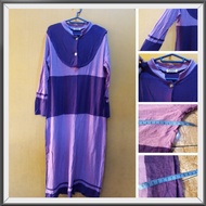 KATUN UNGU Ld 92 - Preloved Al-jazeera cotton gamis, jumbo purple, size details, check photo