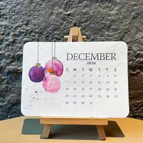 2026 Year Plantable Seed Paper Calendar Wildflower Herb Seeds, Biodegradable Eco-Friendly Home Offic