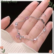 Women Bracelet for Bff Bracelet Best Friend Moon Bracelet Pink Cherry Blossom Bow Bracelet