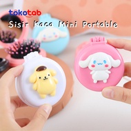 Tokotab - Foldable Hair Comb and Round Mirror Character Hair Comb Portable Hair Comb Foldable Comb