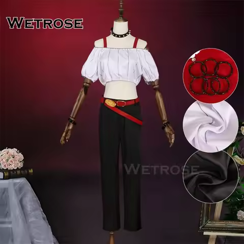 【Wetrose】Pre-Order Kirara Hoshi White Off-Shoulder Crop Top Black Jeans Cosplay Costume