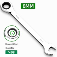 ISKU Kunci Pas Ring Ratchet 72 Gigi Ukuran 8-19mm Set 8 Pcs & Eceran Kunci Krek Kombinasi Bolak Bali