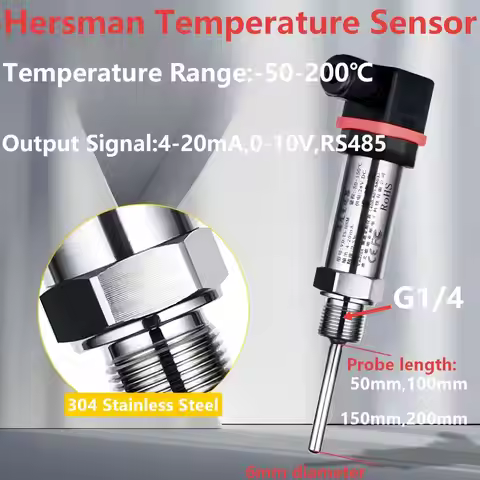 -50-200C to 4-20mA Temperature Signal Transmitter Converter -50-200C 0-100C to 0-10V 304SS Probe DC2