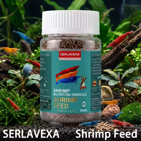 SERLAVEXA Shrimp Feed Granules Premium Nutrition Fish Tank Invertebrate Food for Red Cherry Crystal