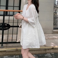 White lace dress(Z111)เดรสลูกไม้แขนยาว ชุดเดรสน่ารักๆ สไตล์เกาหลี