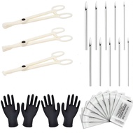 Body Piercing Tools Kit - 15pcs Piercing Needles Clamps Kit With 12G 14G 16G 18G 20G Needles Piercin