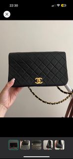 情人節禮物 購自日本名店 100% 真品 Chanel vanity  chanel flip bag chanel full flip shoulder Chanel 23cm Vintage  黑色Chanel袋 黑金 Cf Chanel WOC 23C