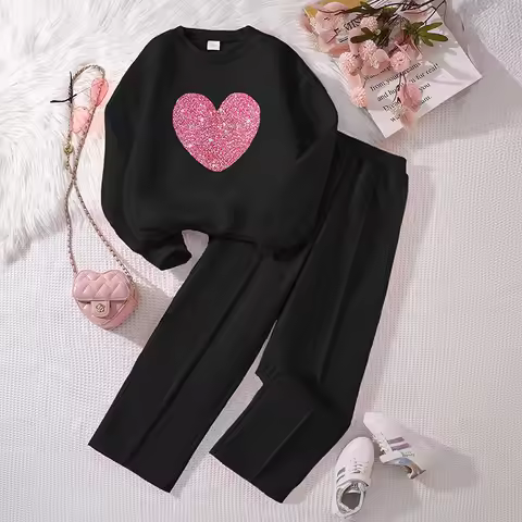 2026 autumn winter Kids tracksuit Children Girls Clothes sweatshirt T-Shirt + wide leg Pant Suit Tee