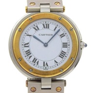 【日本直送】CARTIER Santos Ronde LM 手錶 cal.81 不鏽鋼×18K 黃金 銀色 石英 指針式顯示 白面盤 男士【二手】
