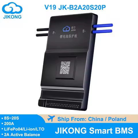 JIKONG BMS V19 B2A20S20P with BT Heat CAN RS485 2A Active Balance for 8S 20S 24S LiFePo4 Li-ion LTO 