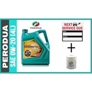 Green Perodua SAE 0W20 Fully Synthetic Engine Oil (4 liter) for Myvi , Axia , Bezza , Alza , Iriz