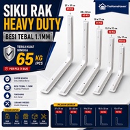 SIKU 1.1mm Thick Iron Heavy Duty Shelf Angle | Strong Up to 65KG | White Bracket | 12x17–27x37 cm