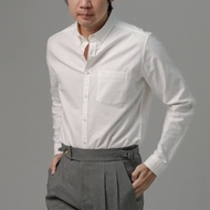era-won เสื้อเชิ้ต ทรงปกติ Oxford Shirt แขนยาว คอปก สี Off White