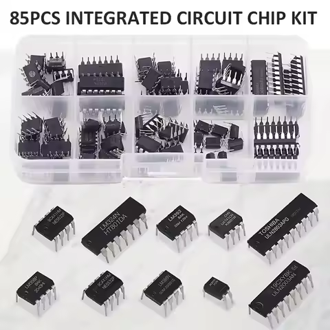 85Pcs Integrated Circuit Chip Kit 10 Value IC Chip NE555 LM324 LM393 UA741 ULN2803 LM358 LM386 NE553
