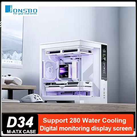 JONSBO D34 Compact Sea View Case Micro ATX PC Chassis Front Hardware Monitor Screen Support BTF Main