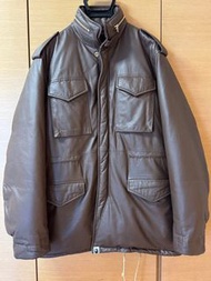 特價！限時優惠 ！！罕！市場少有,木村拓哉,原裝日本🇯🇵A Bathing Ape M65 Leather Down Jacket 羽絨皮褸外套 羽絨外套
