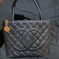 Chanel 香奈兒希爾頓金荔枝牛皮金幣包托特包 手提包vintage