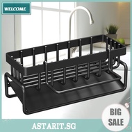 Kitchen Sink Drying Rack with Self-draining Tray Space Saver Sponge Holder