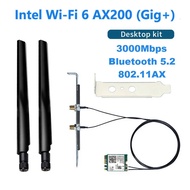 WiFi 6 Dual band 3000Mbps Intel AX200  M.2 Desktop Kit 2.4G/5G Bluetooth 5.2 802.11ax AX200NGW Wireless Adapter