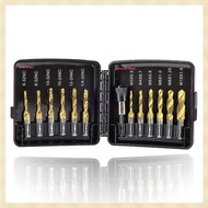 (SJAV) Drill Tap Set with Quick-Change Adapter of 13Pcs 6 SAE Sizes 6 Metric Sizes Combination Drill