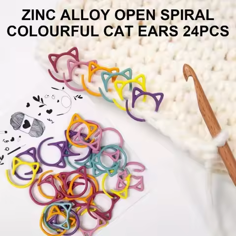 24/48pcs Cat Ear Metal Stitch Marker Crochet Hook Lock Marker Ring Crochet Hook Lock Stitch Marker F