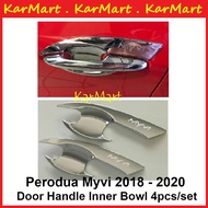 Perodua Myvi 2018 - 2023 Chrome / Matte Black Door Handle Inner Bowl Inner Cover Inserts Cover - 4pc