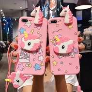 Casing For Samsung galaxy A5 A7 2017 A5 A6 A7 A8 A9 A6Plus A8Plus 2018 Samsung Note9 Note10 Plus Cartoon cute unicorn with lanyard soft cover TPU Phone Case