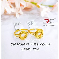 CINCIN DONUT FULL GOLD EMAS TULEN 916 CN DONUT EMAS 916 GOLD DOUGHNUT RING 916 SIMPLE DESIGN RING