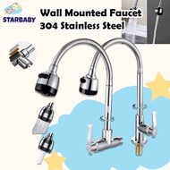 Kitchen Faucet 360 Flexible Single Cold Stainless Steel Wall Washing faucet 2 levels Sink tap