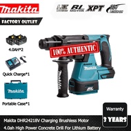 Makita DHR242 18V Brushless Cordless Rotary Hammer Kit 2x4.0Ah | 2.0J | 24mm Concrete | XPT | Free S