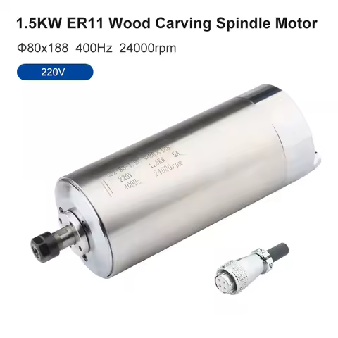 CNC Spindle 1.5kw ER11 Water-Cooled Spindle Motor 220V Φ80x188 400Hz 24000rpm For CNC Router Woodwor