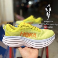 รองเท้าวิ่ง Hoka Bondi 8 สีเหลือง รองเท้าวิ่งถนนสายซัพพอร์ต หนานุ่ม มีอุปกรณ์พร้อมกล่อง