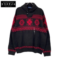 Polo Ralph Lauren 黑色紅色 21 北歐披肩領針織衫 XL